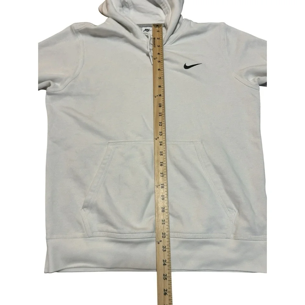 Nike Mens Pullover Hoodie White Fleece Embroidered Swoosh Logo Medium BH